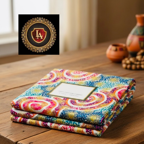 Tissu Coton Premium "Spirales Solaires" – Motif Kaléidoscope Multicolore | Édition Limitée LA