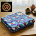 Tissu "Prisme Royal" - Pagne Haut de Gamme aux Motifs Géométriques (Bleu, Indigo & Terracotta)